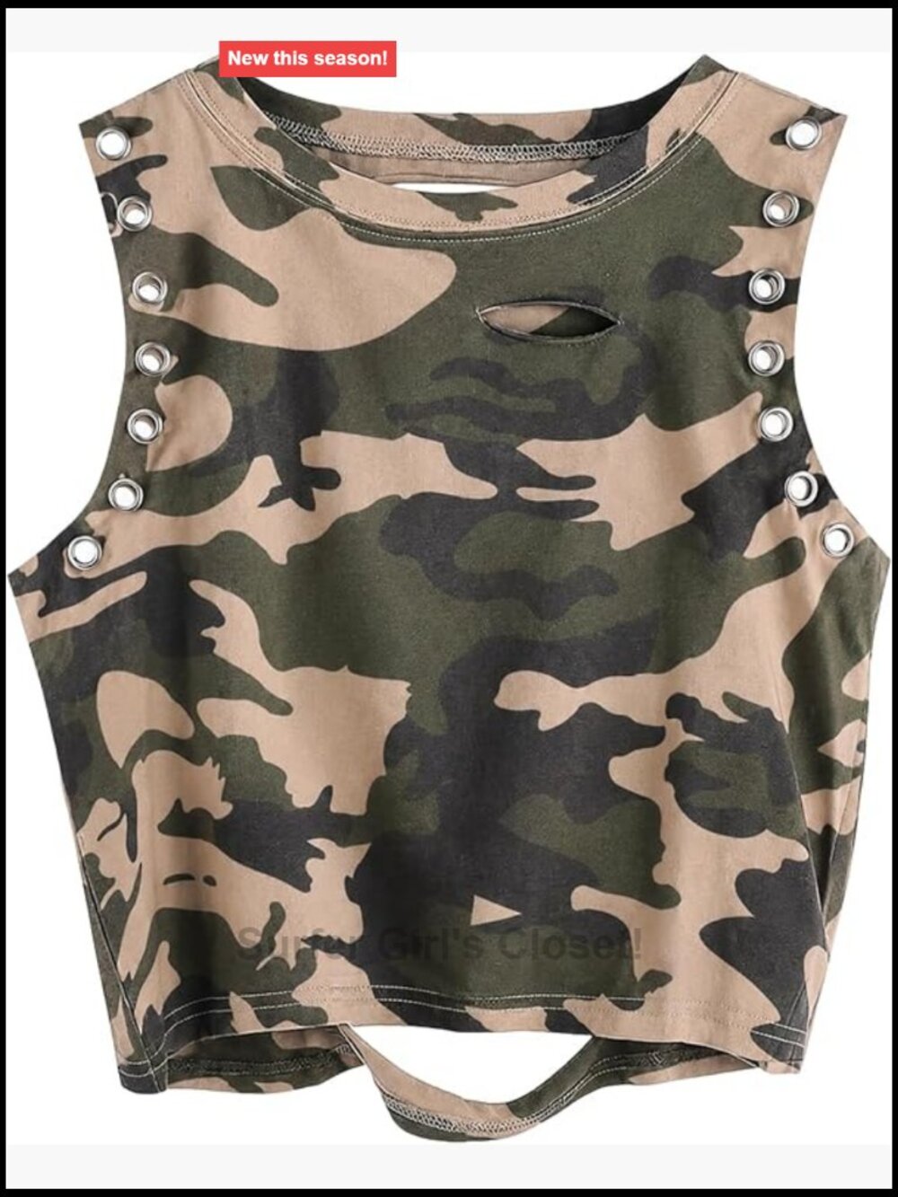 Tie Dye Crop Tank Top Punk Rock Grommet Distressed Sleeveless Cotton